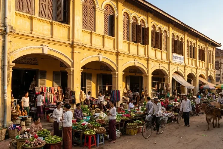Angkor & La Ville — Angkor Wat et marché colonial de Siem Reap